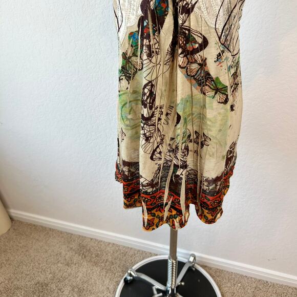 One World Butterfly Tunic Top size Small Boho Fairy Short Sleeve Earthy - Picture 3 of 8